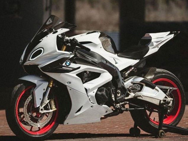 2017-2018 BMW S1000RR Motorcycle Fairings - White Faux Carbon Fiber Canada