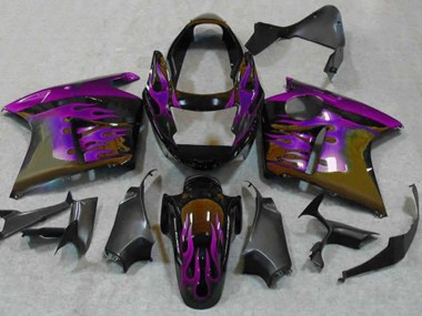 Cheap 1996-2007 Honda CBR1100XX Blackbird Motorcycle Fairings - Glossy Black Purple Flame Canada