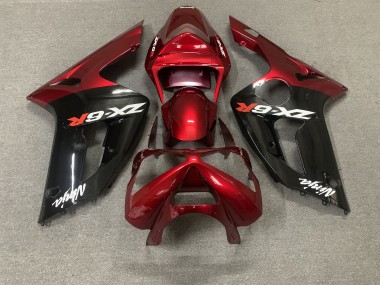 Cheap 2003-2004 Kawasaki ZX6R Motorcycle Fairings - Red Glossy Black White Ninja Canada
