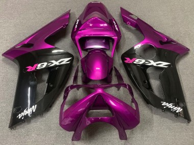 Cheap 2003-2004 Kawasaki ZX6R Motorcycle Fairing - Purple Glossy Black Canada