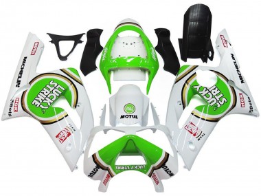 Cheap 2003-2004 Kawasaki ZX6R Motorcycle Fairings - White Green Motul Lucky Strike Canada