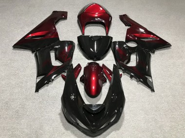 Cheap 2005-2006 Kawasaki ZX6R Motorcycle Fairings - Red Glossy Black Canada