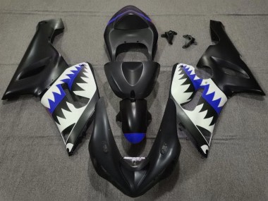 Cheap 2005-2006 Kawasaki ZX6R Motorcycle Fairings - Matte Black White Blue Shark Canada