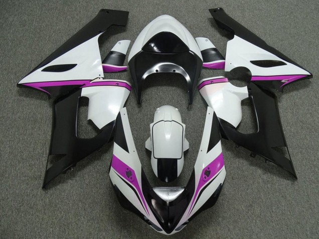 2005-2006 Kawasaki ZX6R Motorcycle Fairings - White Black Pink Canada