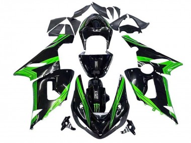 Cheap 2005-2006 Kawasaki ZX6R Motorcycle Fairings - Green Glossy Black Monster Stripe Canada