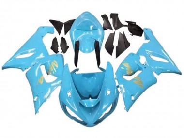 Cheap 2005-2006 Kawasaki ZX6R Motorcycle Fairings - Light Blue Gold Canada