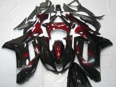 Cheap 2007-2008 Kawasaki ZX6R Motorcycle Fairings - Black Dark Red Canada