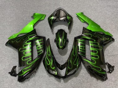 Cheap 2007-2008 Kawasaki ZX6R Motorcycle Fairings - Black Green Flame Canada
