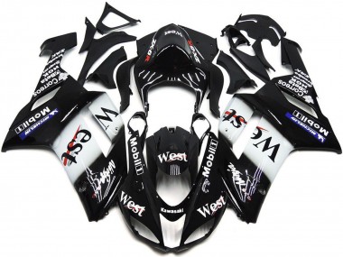 Cheap 2007-2008 Kawasaki ZX6R Motorcycle Fairings - Black White West Mobil Canada