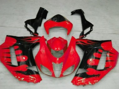 Cheap 2007-2008 Kawasaki ZX6R Motorcycle Fairings - Red Black Flame Canada