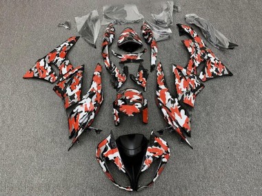 Cheap 2009-2012 Kawasaki ZX6R Motorcycle Fairings - Red White Black Camouflage Canada