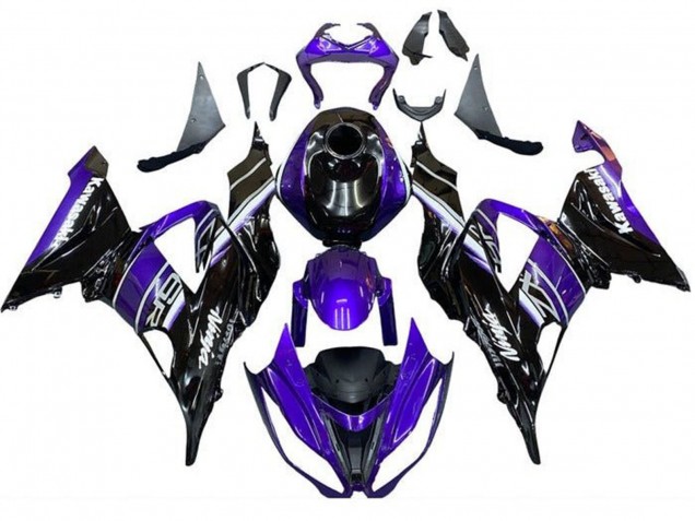 2013-2018 Kawasaki ZX6R Motorcycle Fairing - Blue Glossy Black Canada