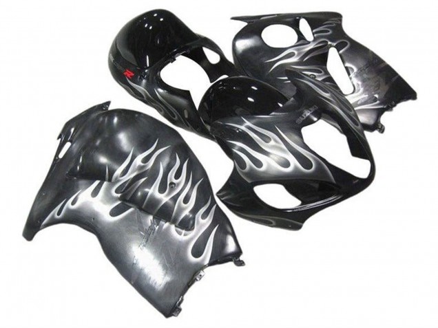1996-2007 Suzuki GSXR 1300 Hayabusa Motorcycle Fairings - Grey Black White Flame Canada