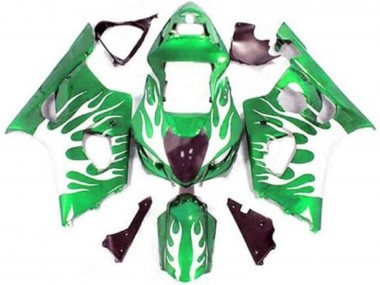 Cheap 2003-2004 Suzuki GSXR 1000 Motorcycle Fairings - Green White Flame Canada