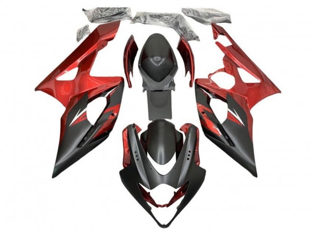 2005-2006 Suzuki GSXR 1000 Motorcycle Fairings - Candy Red Matte Black Canada