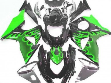 Cheap 2009-2016 Suzuki GSXR 1000 Motorcycle Fairings - Glossy Black Green Flame Canada