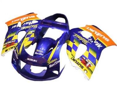Cheap 1996-2000 Suzuki GSXR 600 / GSXR 750 Motorcycle Fairings - Blue Orange Yellow Telefonica MoviStar Canada