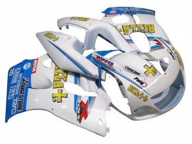 Cheap 1996-2000 Suzuki GSXR 600 / GSXR 750 Motorcycle Fairings - White Blue Yellow Rizla Canada