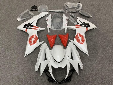 Cheap 2011-2024 Suzuki GSXR 600 / GSXR 750 Motorcycle Fairings - White Red Lipstick Kiss Canada