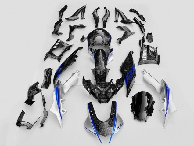 2019-2021 Yamaha YZF R3/R25 Motorcycle Fairings - White Blue Black Forged Carbon Fiber Style Canada