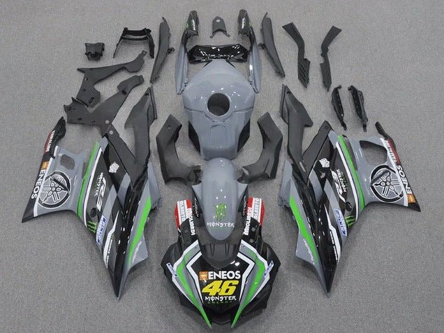 2019-2021 Yamaha YZF R3/R25 Motorcycle Fairings - Grey Black Green Black ENEOS Monster 46 Canada