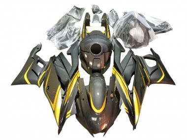 Cheap 2022-2024 Yamaha YZF R3/R25 Motorcycle Fairings - Gold Black Carbon Fiber Style Canada