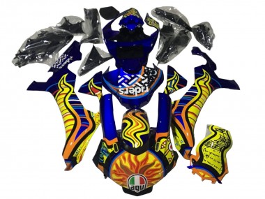 Cheap 2020-2025 Yamaha YZF 1000 R1 Motorcycle Fairings - Blue Yellow Orange Tribal Sun Canada