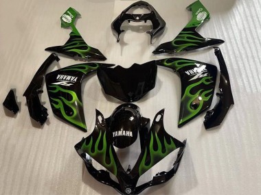 Cheap 2007-2008 Yamaha YZF 1000 R1 Motorcycle Fairings - Glossy Black Green Flame Canada