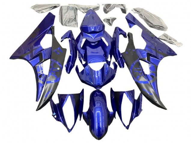 2006-2007 Yamaha YZF R6 Motorcycle Fairings - Blue Matte Black Canada