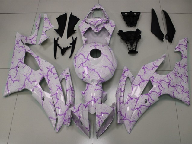 2008-2016 Yamaha YZF R6 Motorcycle Fairings - White Purple Lightning Canada