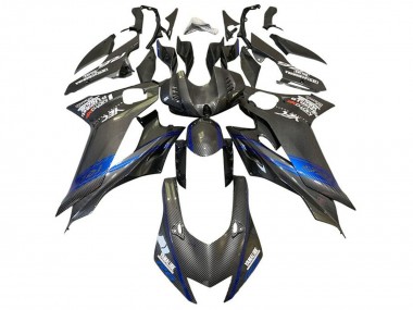Cheap 2017-2025 Yamaha YZF R6 Motorcycle Fairings - Blue Black Faux Carbon Fiber Canada