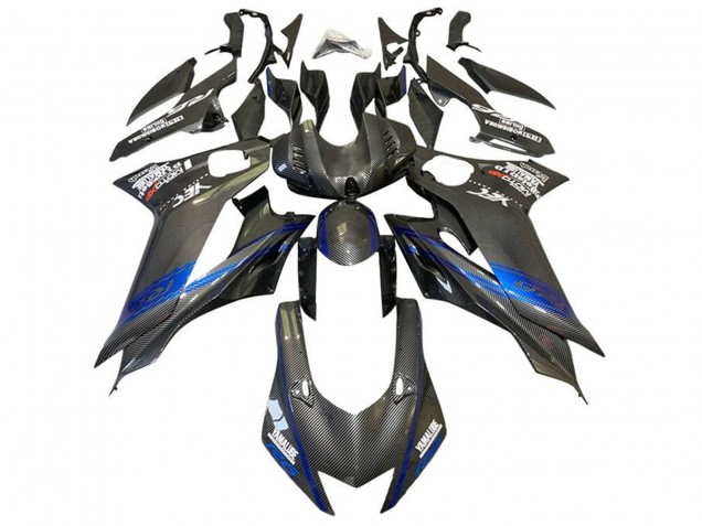 2017-2025 Yamaha YZF R6 Motorcycle Fairings - Blue Black Faux Carbon Fiber Canada