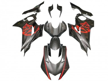 Cheap 2017-2025 Yamaha YZF R6 Motorcycle Fairings - Red Black Faux Carbon Fiber Canada