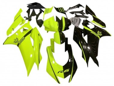 Cheap 2017-2025 Yamaha YZF R6 Motorcycle Fairings - Neon Yellow Glossy Black Split Canada