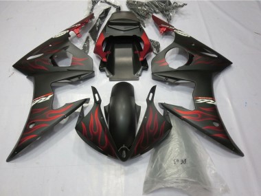 Cheap 2005 Yamaha YZF R6 Motorcycle Fairings - Matte Black Matte Red Flame Canada