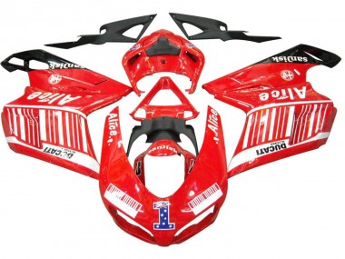 Cheap 2007-2014 Ducati 1098 Motorcycle Fairings - White Red Glossy Black Alice 1 Canada