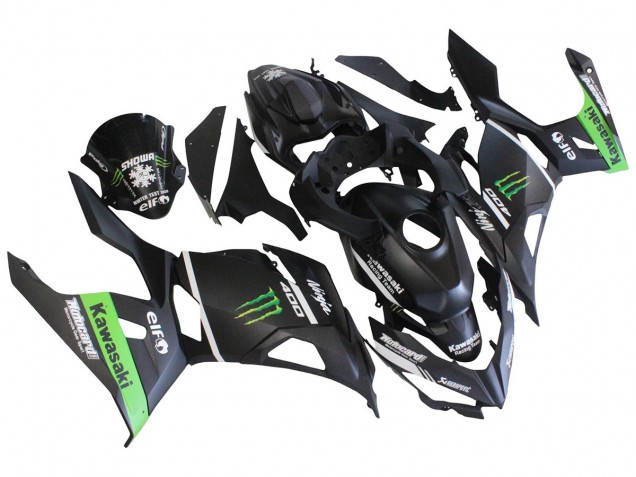 2018-2024 Kawasaki EX400 Motorcycle Fairings - Matte Black Green Monster Showr Snow Canada