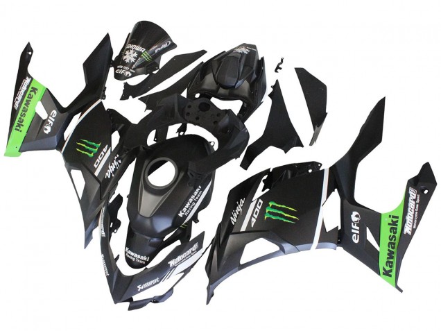 2018-2024 Kawasaki EX400 Motorcycle Fairings - Matte Black Green Monster Showr Snow Canada