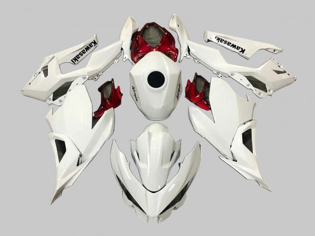 2018-2024 Kawasaki EX400 Motorcycle Fairings - White Red Black Canada
