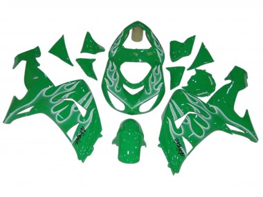 Cheap 2006-2007 Kawasaki ZX10R Motorcycle Fairings - Green White Flame Canada
