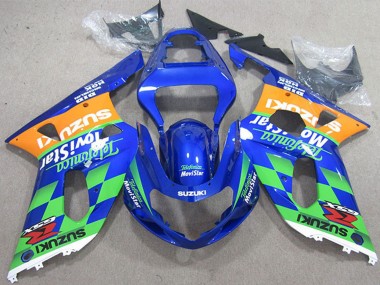 Cheap 2001-2003 Suzuki GSXR 600 Motorcycle Fairings - Blue Orange Green Telefonica MoviStar Canada