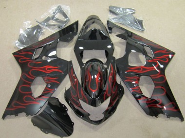 Cheap 2004-2005 Suzuki GSXR 600 Motorcycle Fairings - Glossy Black Red Flame Canada