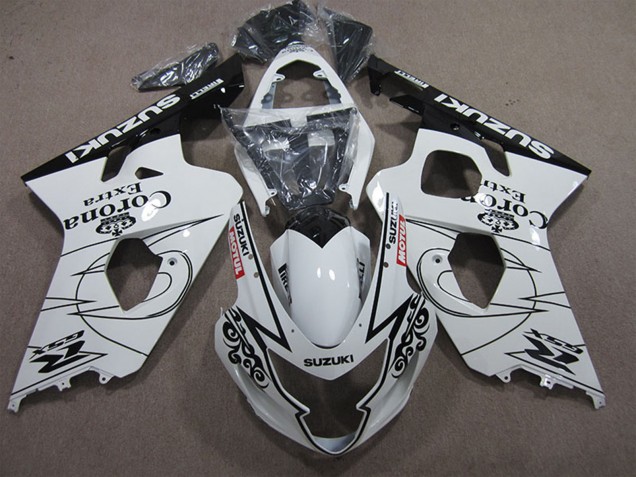 2004-2005 Suzuki GSXR 600 Motorcycle Fairings - White Black Corona Extra Motul Canada