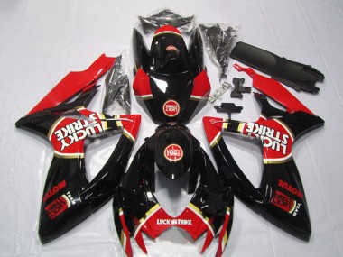 Cheap 2006-2007 Suzuki GSXR 600 Motorcycle Fairings - Glossy Black Red White Lucky Strike Motul Canada