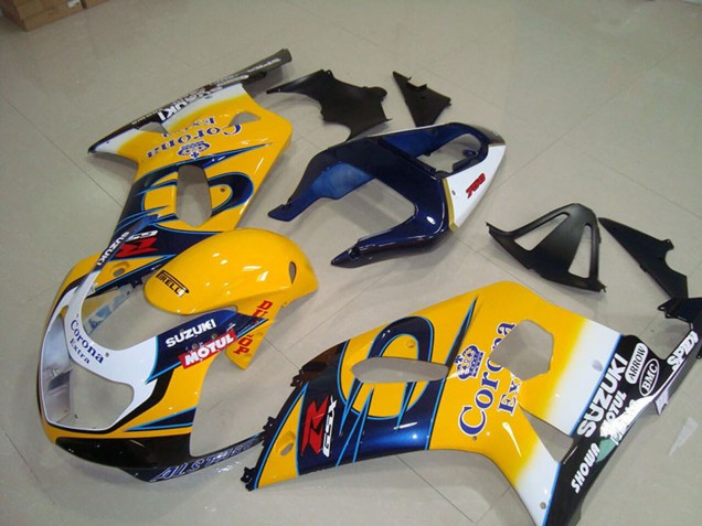 2001-2003 Suzuki GSXR 750 Motorcycle Fairings - Yellow White Blue Alstare Corona Extra Motul Canada