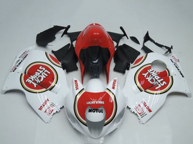 Cheap 1996-2007 Suzuki GSXR 1300 Hayabusa Motorcycle Fairings - White Red Lucky Strike Motul Canada