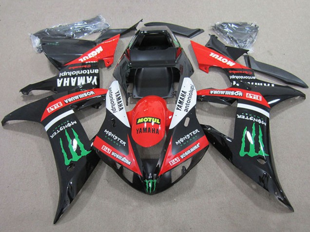 2004-2006 Yamaha YZF R1 Motorcycle Fairings - Red White Glossy Black Green Motul Monster Canada