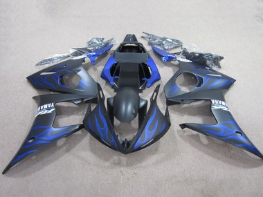 Cheap 2003-2004 Yamaha YZF R6 Motorcycle Fairings - Matte Black Blue Flame Canada