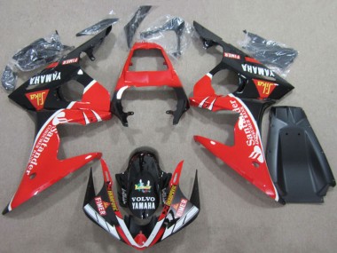 Cheap 2003-2004 Yamaha YZF R6 Motorcycle Fairings - Red White Glossy Black Santander Fimer Volvo Canada
