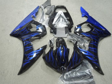 Cheap 2003-2004 Yamaha YZF R6 Motorcycle Fairings - Glossy Black Blue Flame Canada
